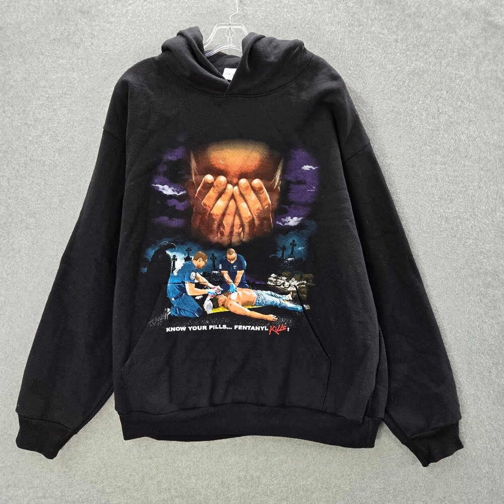 Nothing Personal Men Sweatshirt XL Hoodie Know Your Pills Say No To Fentanyl